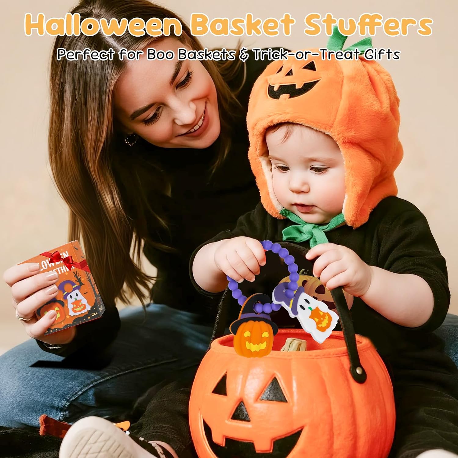 Halloween Baby Teething Toys, Boo Basket Stuffers for Toddlers & Newborns
