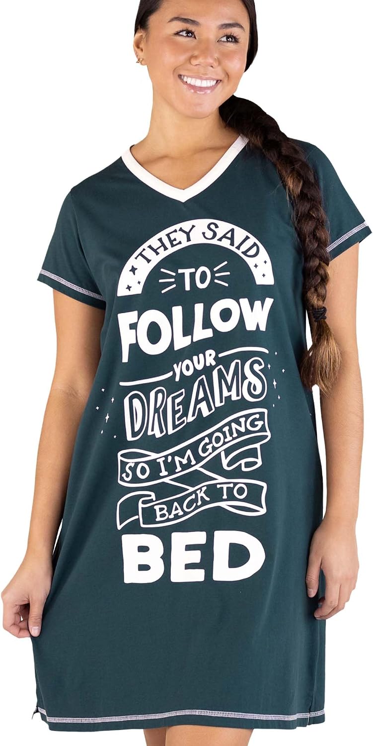 Lazy One Women's Novelty Cotton Nightgown, Cute V-neck Womens Sleep Shirts