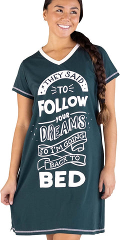 Lazy One Women's Novelty Cotton Nightgown, Cute V-neck Womens Sleep Shirts