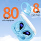 Bluetooth Headphones Wireless Earbuds 80hrs Playtime Wireless Charging Case Digital Display Sports Ear buds with Earhook Premium Deep Bass IPX7 Waterproof Over-Ear Earphones for TV Phone Laptop Blue