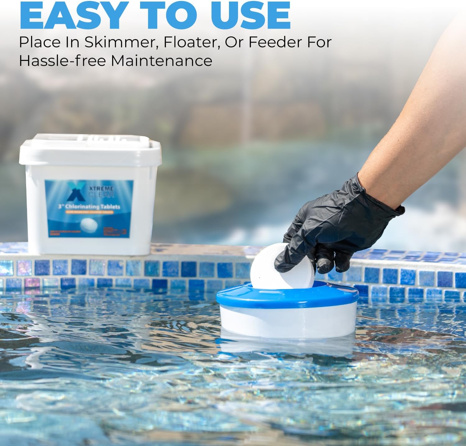 Xtremeclear 3" Swimming Pool Chlorine Tablets 99% Pure Tri-Chlor| Long Lasting & Slow Dissolving | Pro-Grade Pool Sanitizer | 5 Pounds Bucket