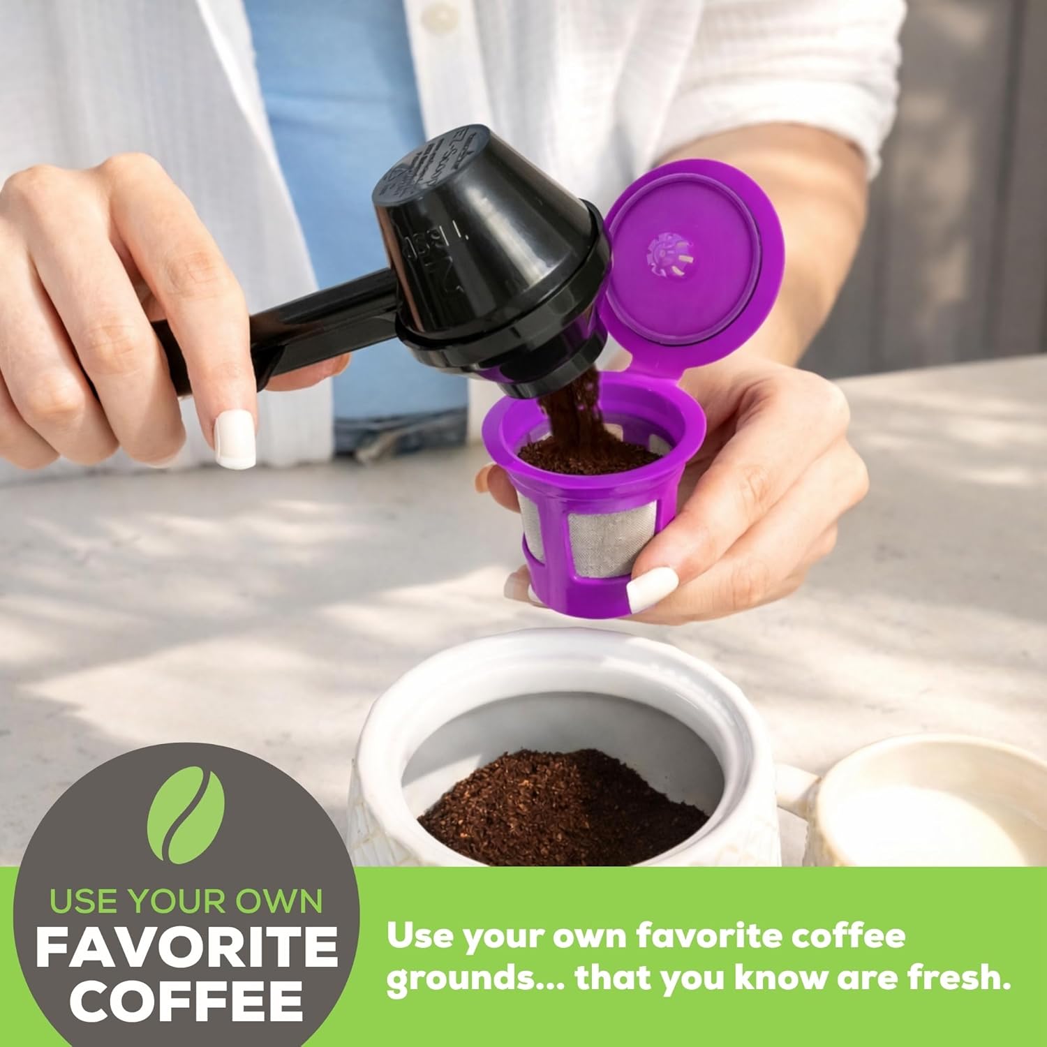 Perfect Pod Café Save Reusable Coffee Pod Filter Cups and EZ-Scoop, 6 Pack