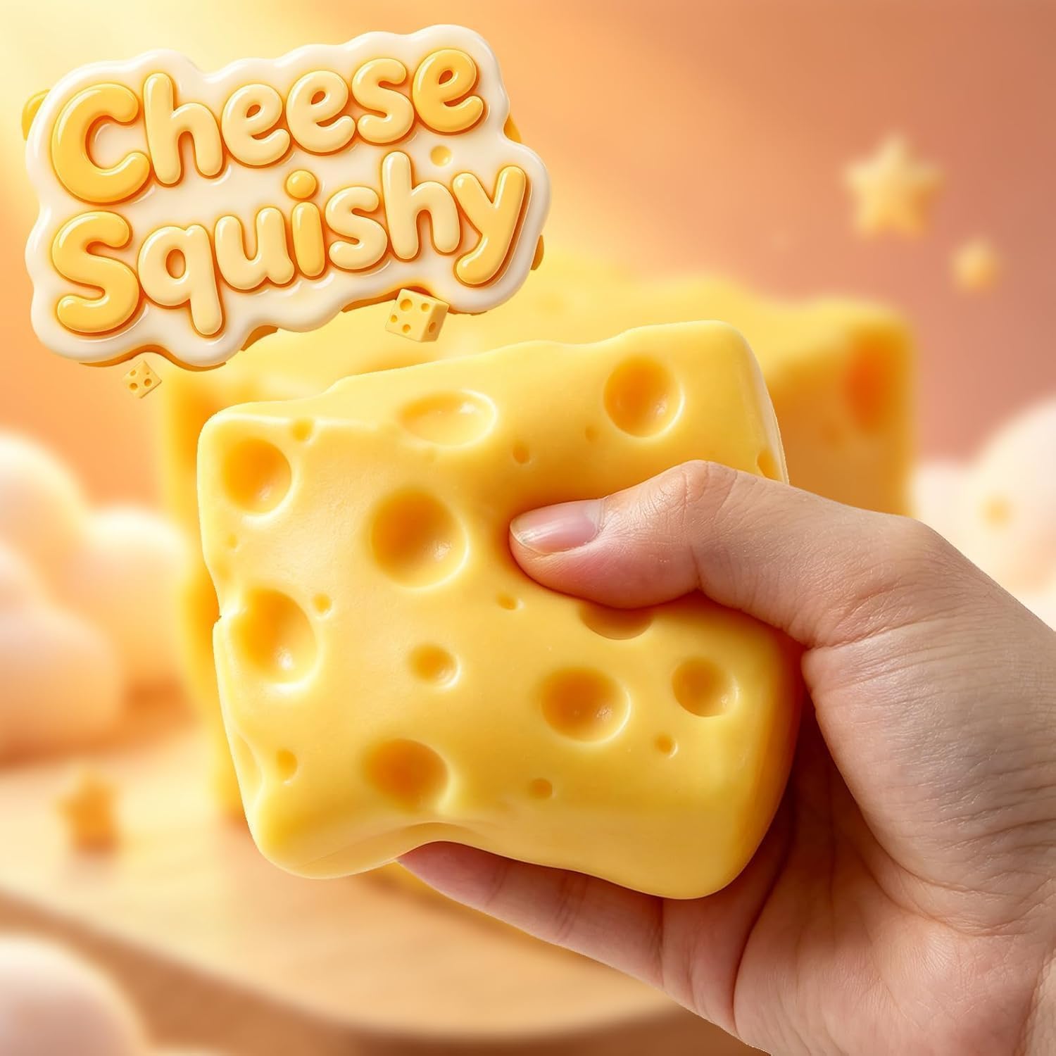 Cheese Squishy Toy, Slow-Rising Cheese Squishy Squeeze Block, Stress Balls for Adults, Stress & Anxiety Relief Fidget Gift,Stress-Relief Set for the Office and Classroom (Colorful 10PCS)