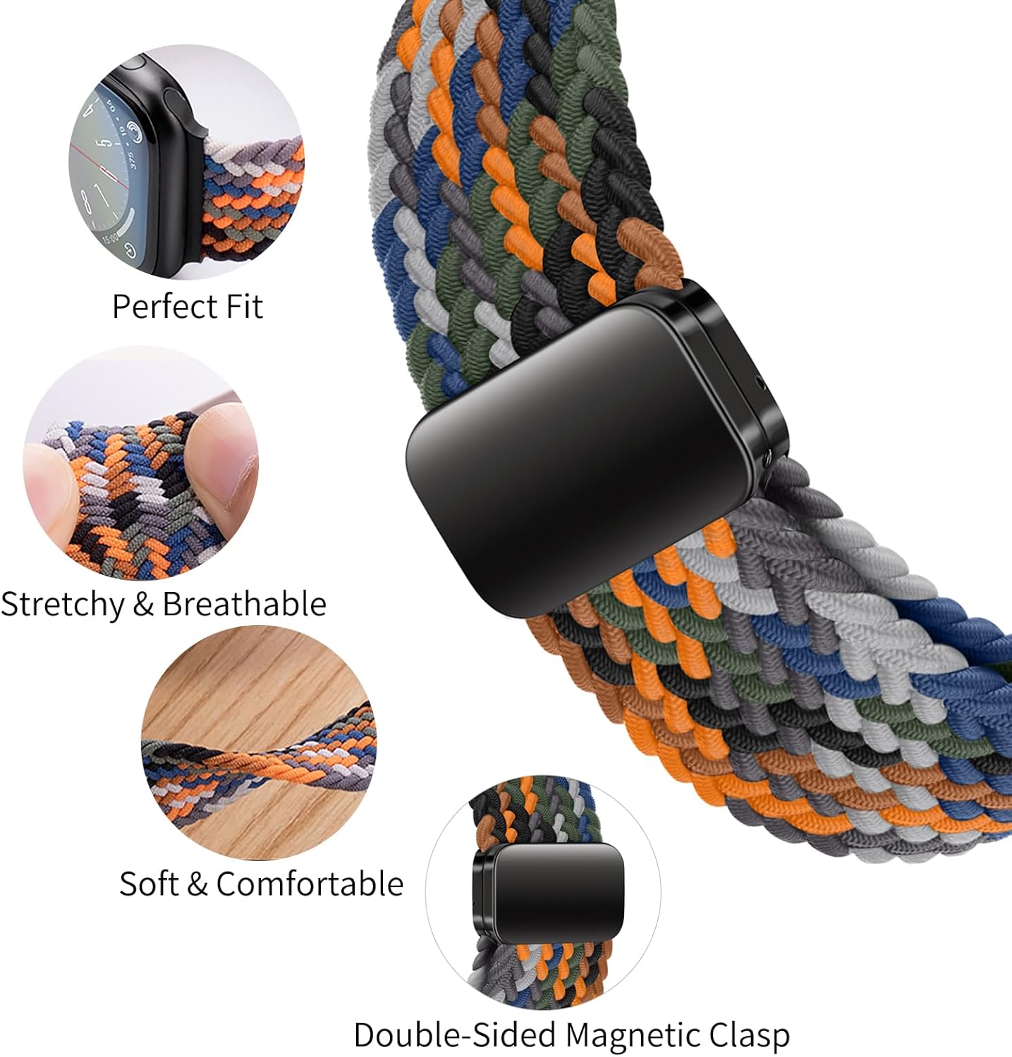 Magnetic Braided Sport Loop Compatible with Apple Watch Bands for Women Men