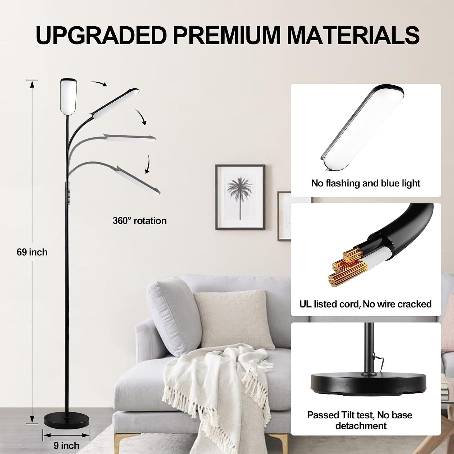 marctronic Floor Lamp 2 Pack, 18W 1800LM Bright LED Floor Lamp with 2 Remotes & Works with Smart Plug, Dimmable Timing Eye Caring Standing Reading Floor Lamps for Living Room Bedroom Office