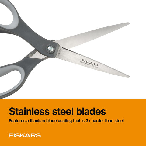 Fiskars 8" Left-Handed Titanium All Purpose Scissors for Office