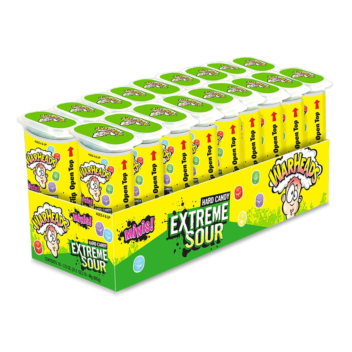 WARHEADS Extreme Sour Hard Candy Minis Assorted Flavors 18 Pack