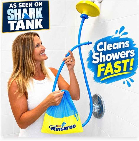 Rinseroo JUMBO Shower Cleaning Thing – Slip-On Handheld Hose Attachment for Fast, Mess-Free Shower Wall Rinsing–6 Ft Hose, Fits Up to 7" Shower Head–Temporarily Converts Standard Shower into Handheld