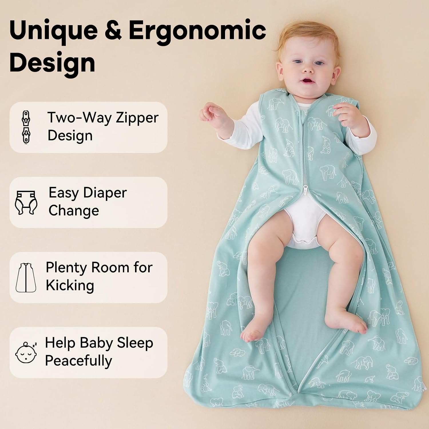 Unnivoll Baby Sleep Sack 0-6 Months 100% Organic Cotton 0.5 TOG