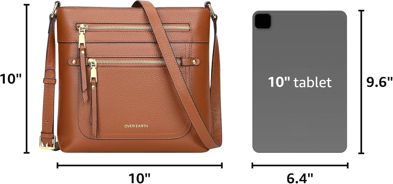 Over Earth Crossbody Bags for Women Leather Purses with Multiple Pockets
