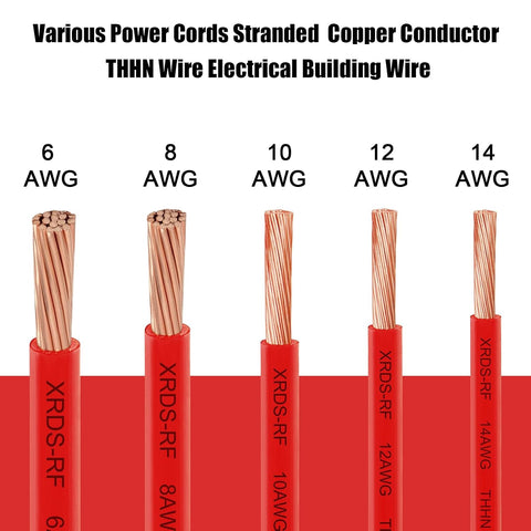XRDS -RF 8 Gauge THHN Wire,25FT Red Stranded Copper Electrical Wire, 600V, Heat & Oil Resistant, Nylon Sheath Building Wire for Indoor/Outdoor Use