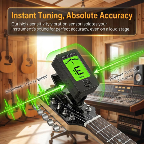 Guitar Tuner Clip On Ukulele Tuners for All Instruments Guitar Bass Ukulele Violin banjo (Tuner 1 Pack)