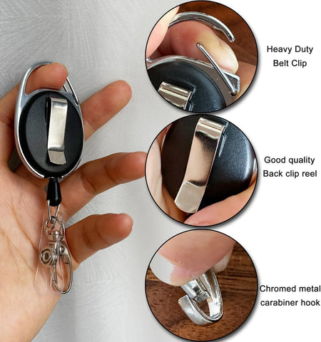 Retractable Badge Reel with Claw Clasp and Clip for Id Card Holders (2Pack)
