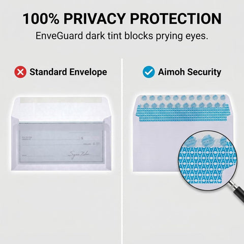 Aimoh #10 Security Mailing Envelopes Letter Size, Self Seal, 100 Count