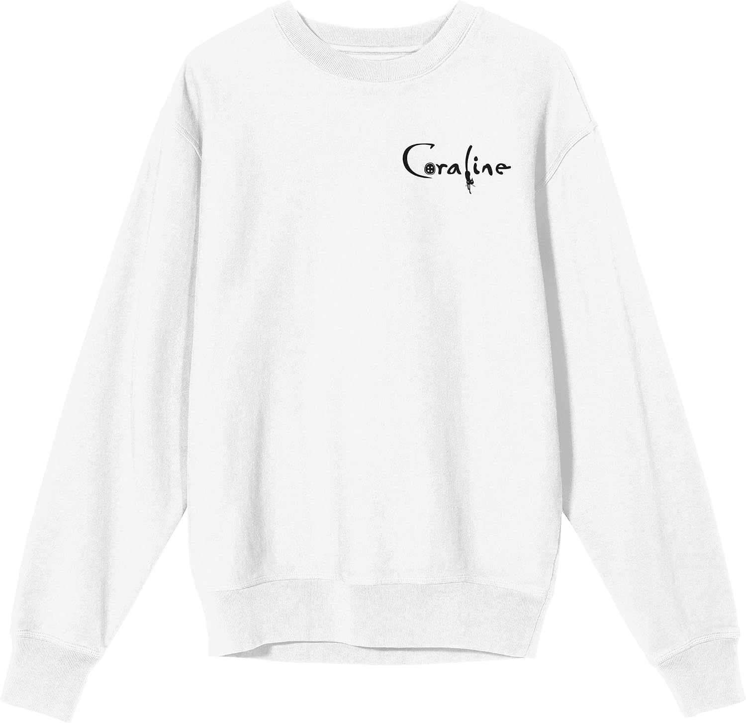 Coraline All Will Be Swell Crew Neck Long Sleeve White Adult Sweatshirt