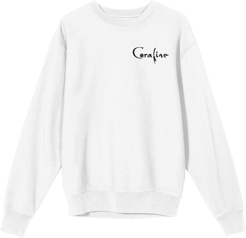 Coraline All Will Be Swell Crew Neck Long Sleeve White Adult Sweatshirt