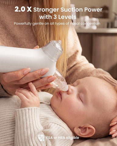 GROWNSY SniffEase 3-in-1 Baby Nasal Aspirator – Spray, Suction & Mist, Grey