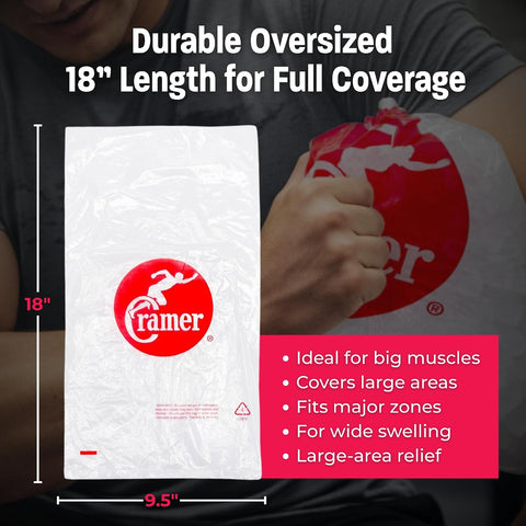 Cramer Large Ice Bags for Injuries, 9.5" x 18", Clear Disposable Ice Bag Roll for Athletic Trainers, Tear-Resistant, Bulk 1500 Pack, Ideal for Ice Wraps in Training Rooms