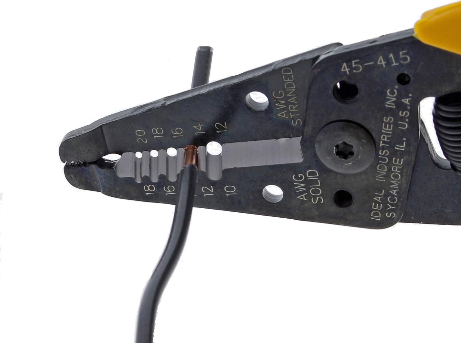 IDEAL Electrical 45-415 Premium Reflex T-5 Stripper - 10-20 AWG, Wire Stripper, Plier Nose, Slide Lock, Textured Grips,Yellow