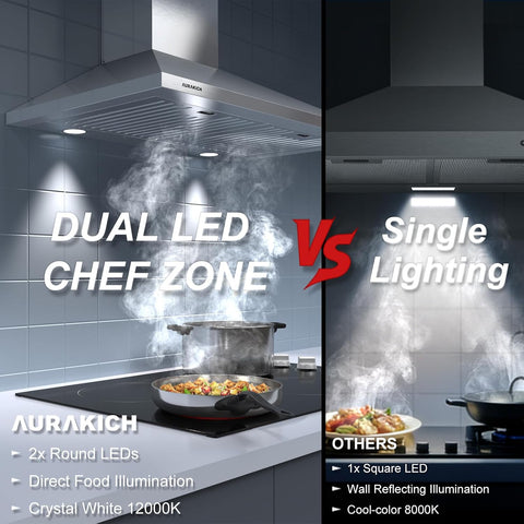 Wall Mount Range Hood 30 inch, 450CFM