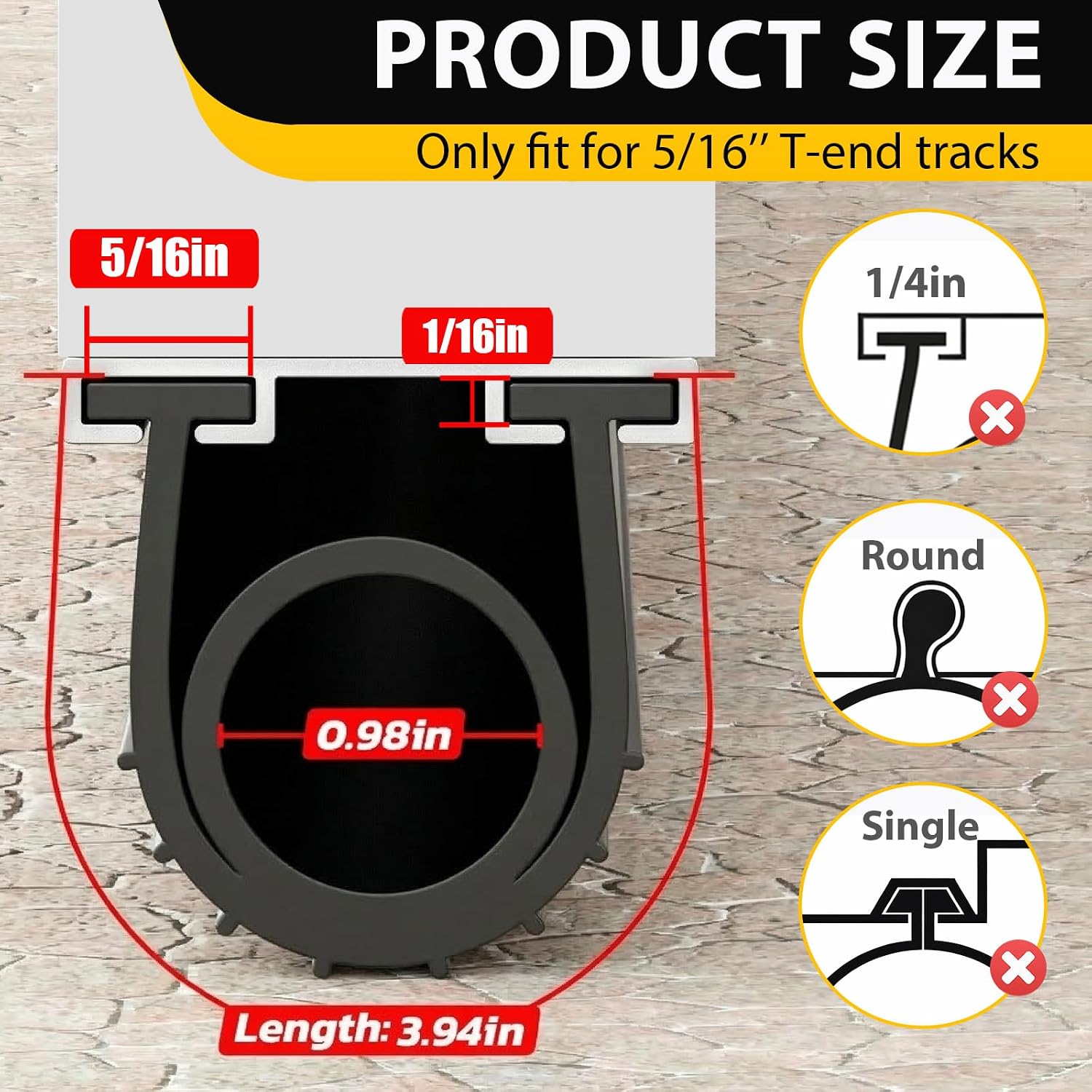 Jin&Bao Garage Door Bottom Rubber Seal 5/16" T-End 10FT & 2 End Plugs Black