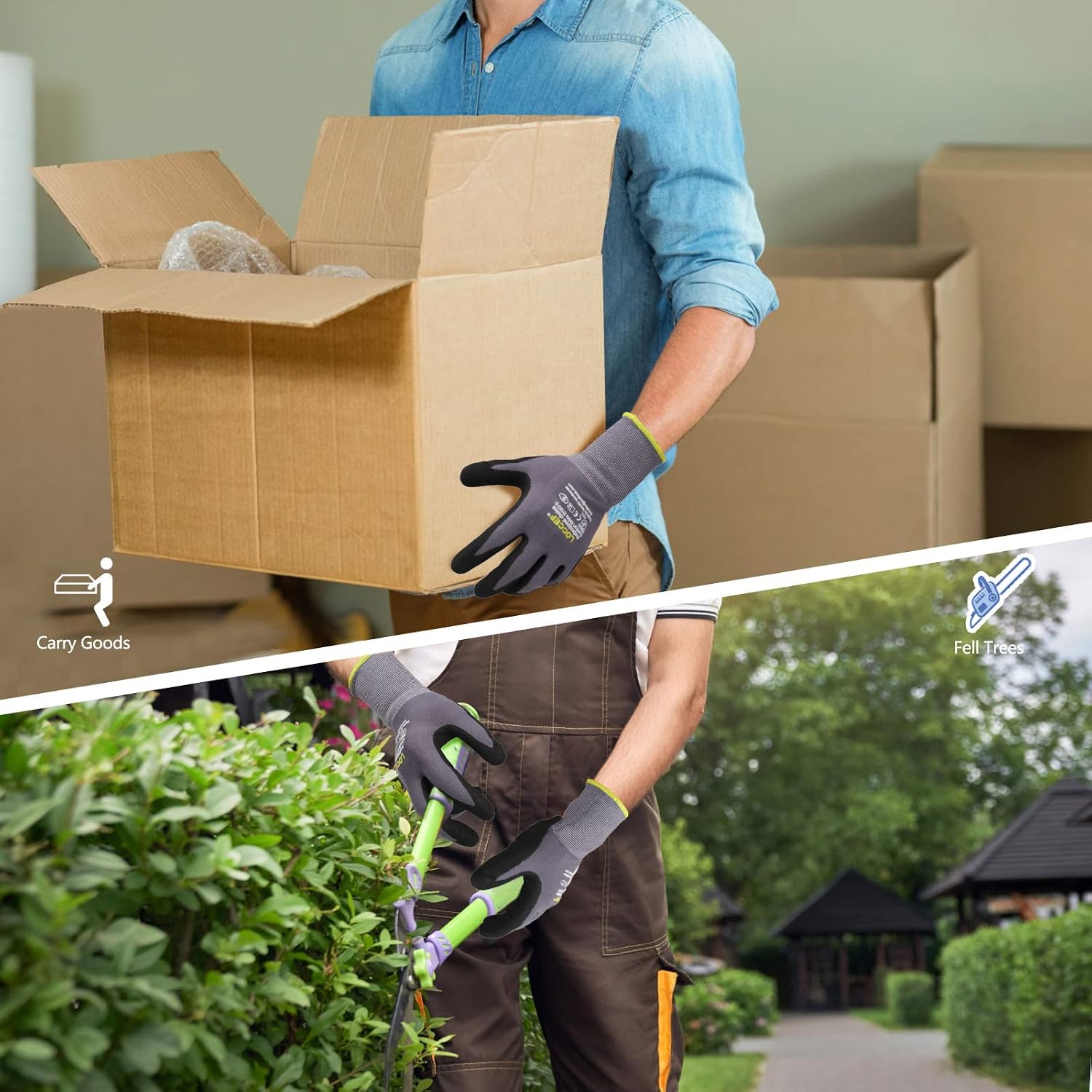 LOCCEF MicroFoam Nitrile Coated Safety Work Gloves