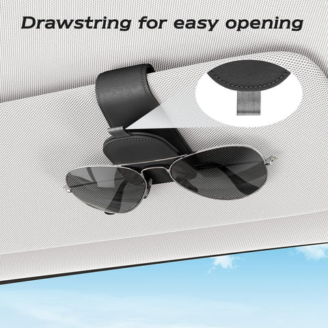 Sotfamily Magnetic Sunglass Holder for Car Visor, 2 Packs, Faux Leather