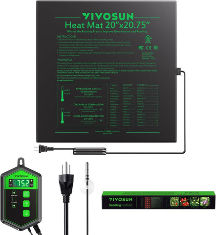 VIVOSUN 20" x 20.75" Seedling Heat Mat and Digital Thermostat Combo Set