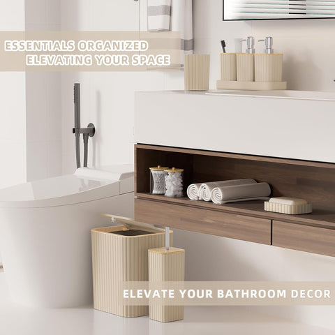 XLHOMO Bathroom Accessories Set - 10PC Elegant Beige Bathroom Set