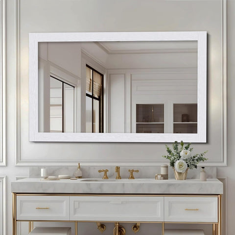 Alened 10M White Mirror Border Peel and Stick, Wood Grain Wallpaper Border