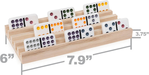 Spin Master Games Wooden Domino Racks Set of 4 Trays Classic Board Game