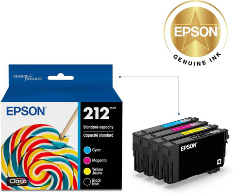 Epson 212 Genuine Ink Cartridge Black and Color Combo Pack T212120-BCS | Works With WorkForce WF-2830 WF-2850 Expression XP-4100 XP-4105 Inkjet Printers