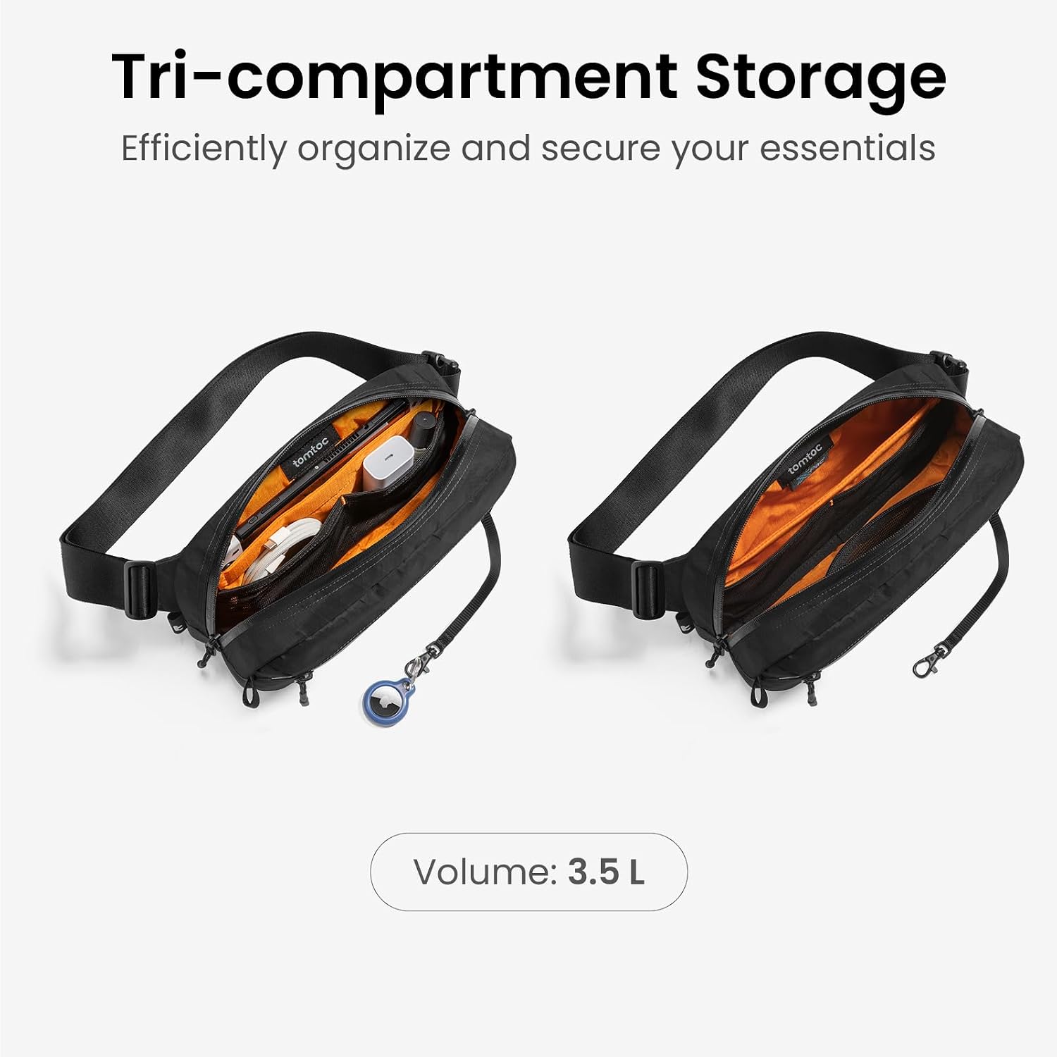 tomtoc 3.5L X-Pac Sling Bag with RFID Blocking Crossbody Pack for Men Women