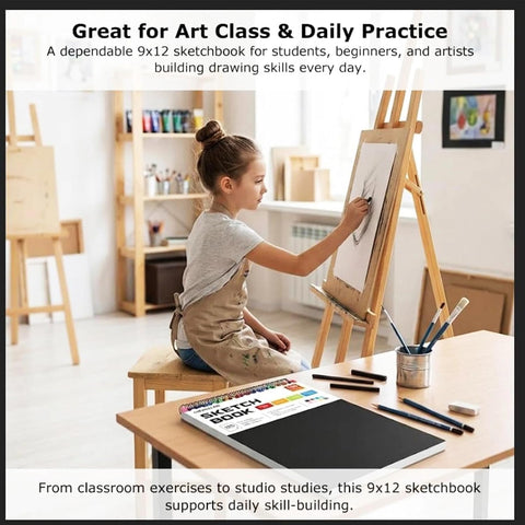 Soucolor Sketch Book 9" x 12", 100 Sheets Kids Art Sketchbook Drawing Pad