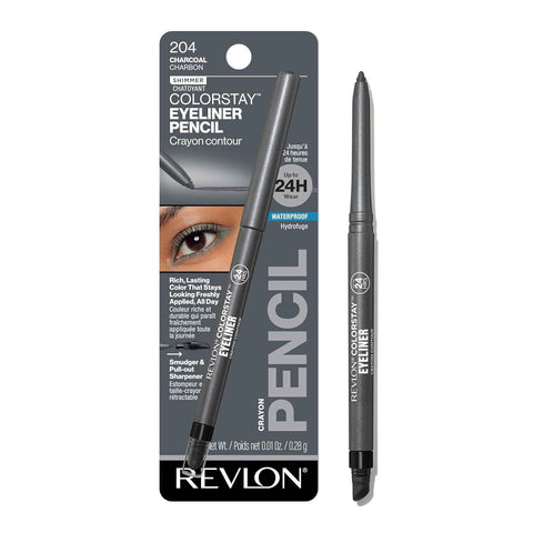 REVLON ColorStay Pencil Waterproof Eyeliner, 204 Charcoal, 0.01 oz