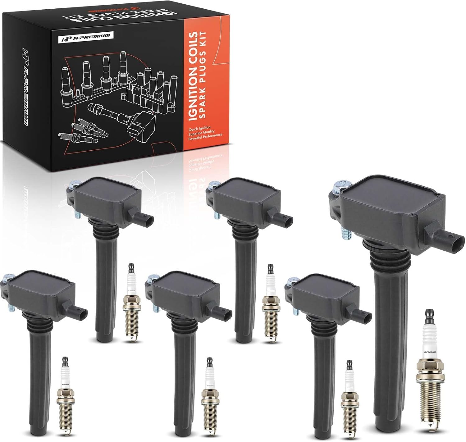 A-Premium Set of 6 Ignition Coil Pack and Iridium Spark Plugs