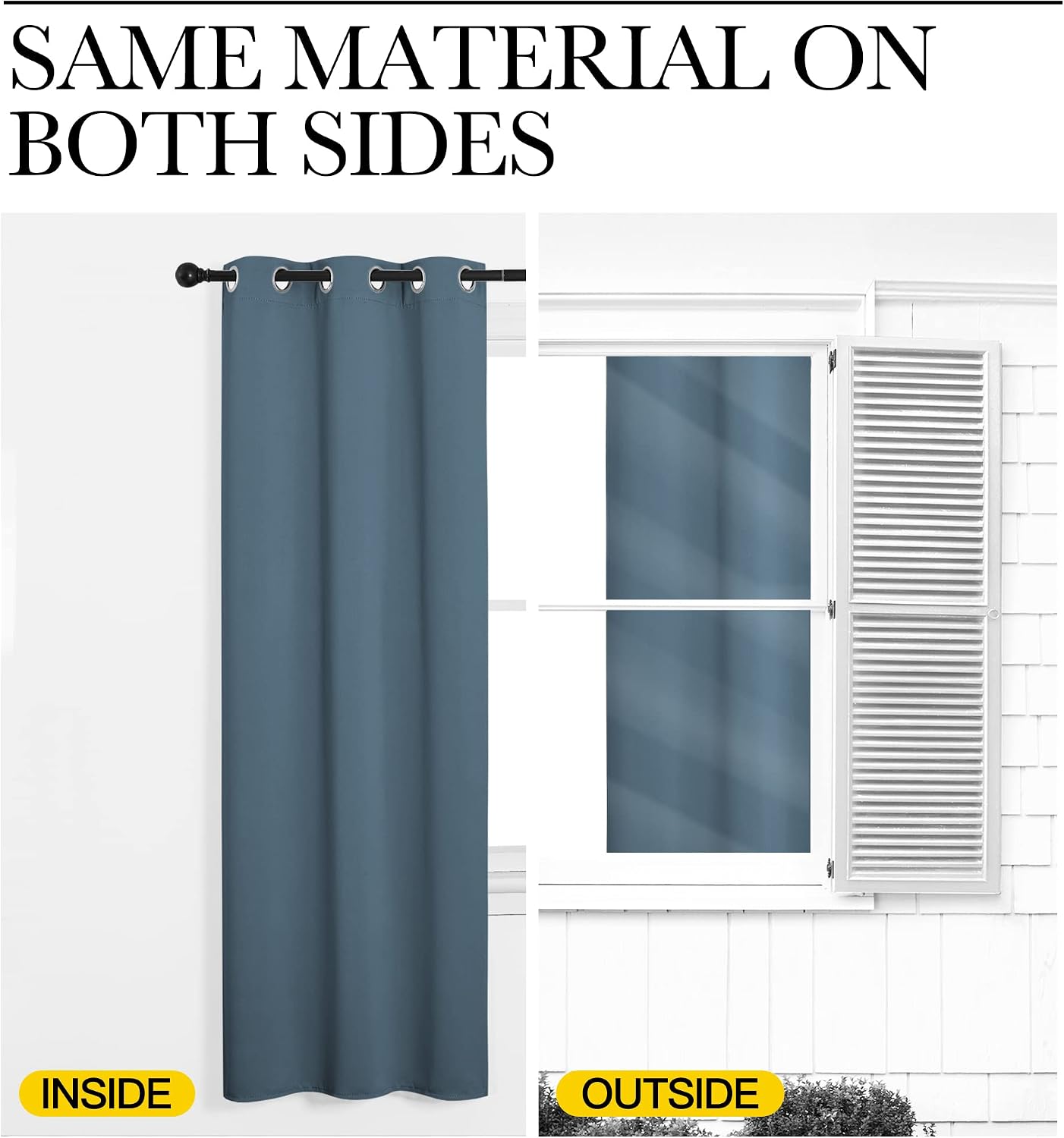 NICETOWN Curtain Blackout Drape Panel, Single Panel, 34 x 84 inch, Smoky Blue, 3 Pass Microfiber Noise Reducing Thermal Insulated Window Drapery with Grommet