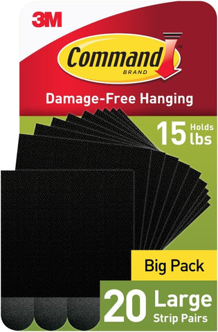 Command Large (15 lb) Picture Hanging Strips, 20 Pairs (40 Strips)