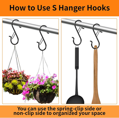 12 Pack 5 Inch S Hooks for Hanging, Heavy Duty S Hooks with Safety Buckle