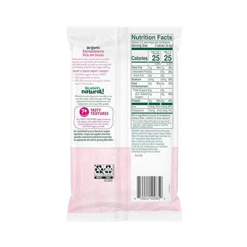 Little Bellies Organic Strawberry Pick-Me Sticks Baby Snack 0.56 oz, 5 Pack