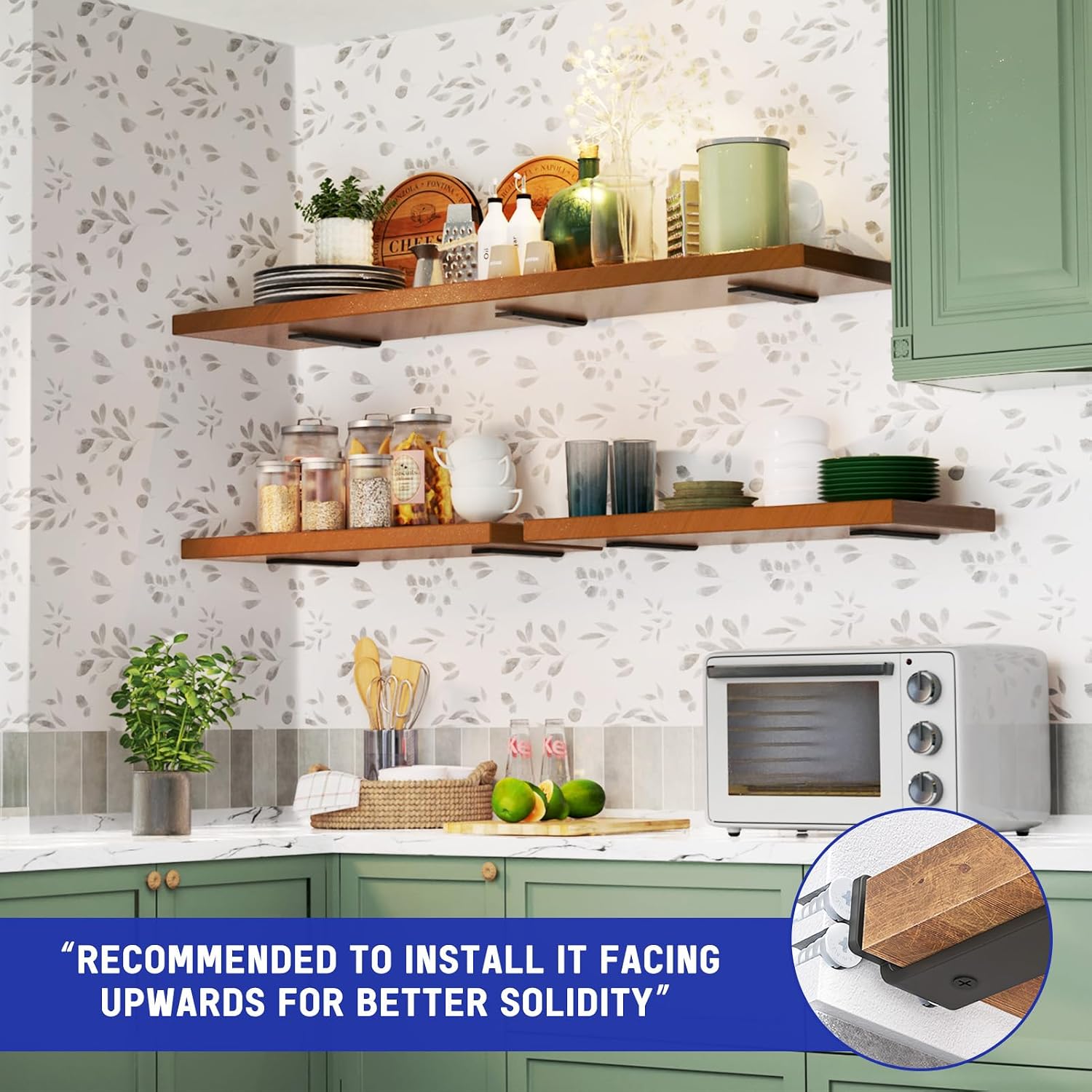 Goovilla Shelf Bracket, Floating Shelf Brackets 6 inch Long, 4 Pack, Black