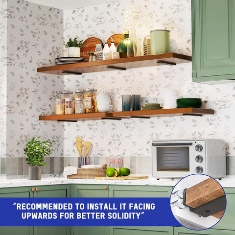 Goovilla Shelf Bracket, Floating Shelf Brackets 6 inch Long, 4 Pack, Black