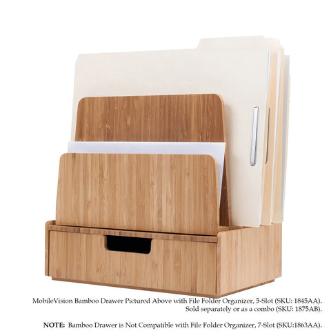 Mobilevision Bamboo Drawer, Stackable Storage Solution for office products pens, pencils, scissors, notepads, business cards and more