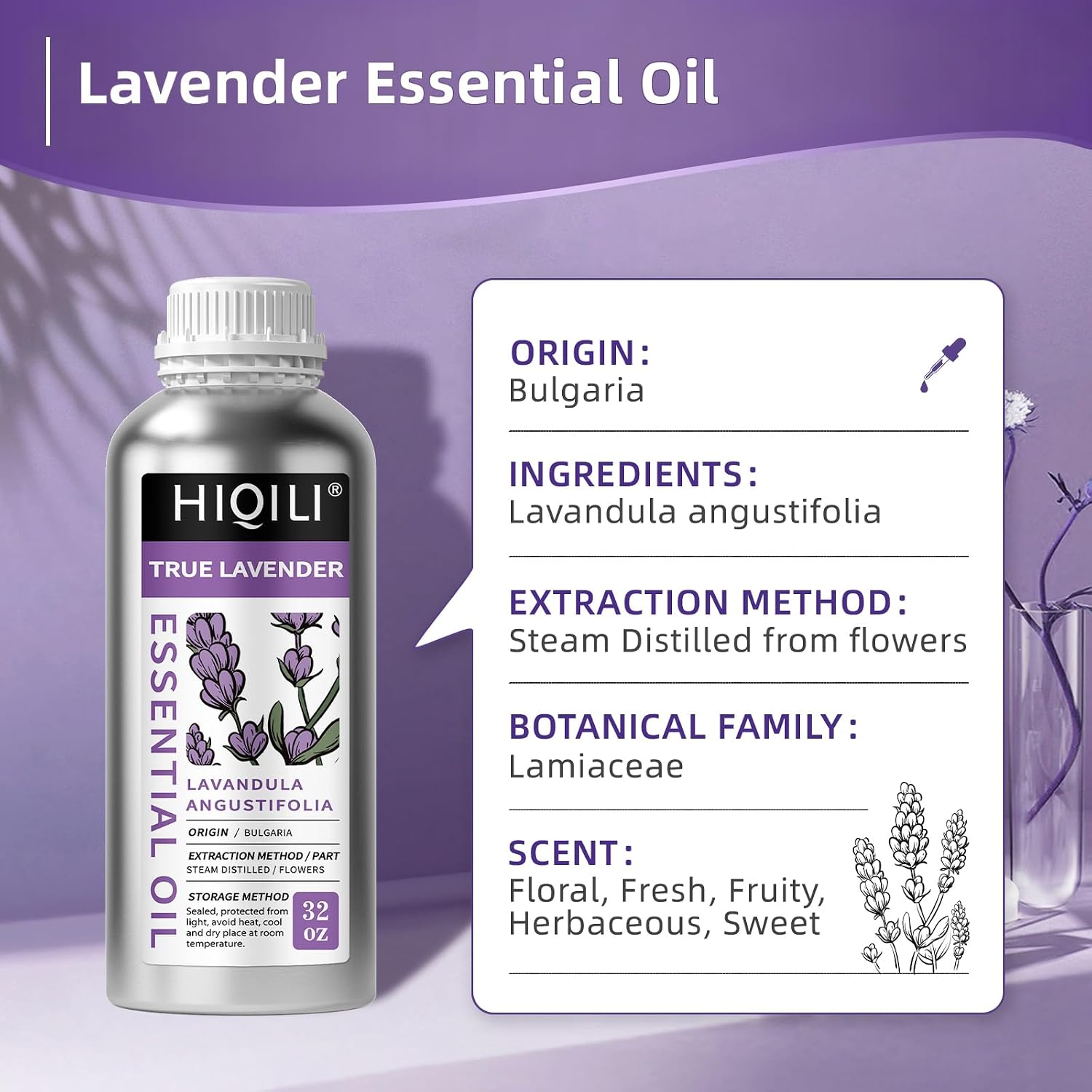 HIQILI Lavender Essential Oil for Aromatherapy, Candle & Soap Making