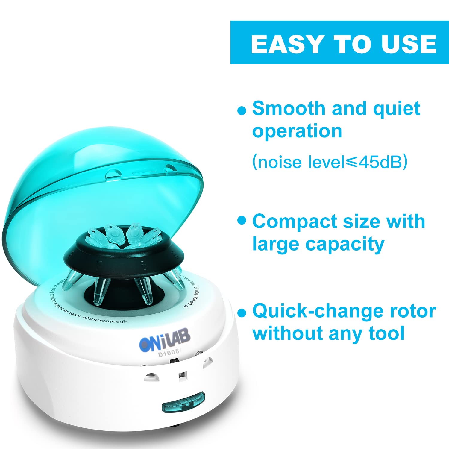 ONiLAB Scientific Mini Centrifuge 7000RPM,2680 x g RCF, Lab Benchtop Centrifuge with 2 Rotors for 8 x 0.2/0.5/1.5/2.0ml and 0.2mL×32 PCR Strips, Low Noise≤45dB, 100-240V,Green lid(ONLY for MICROTUBES)