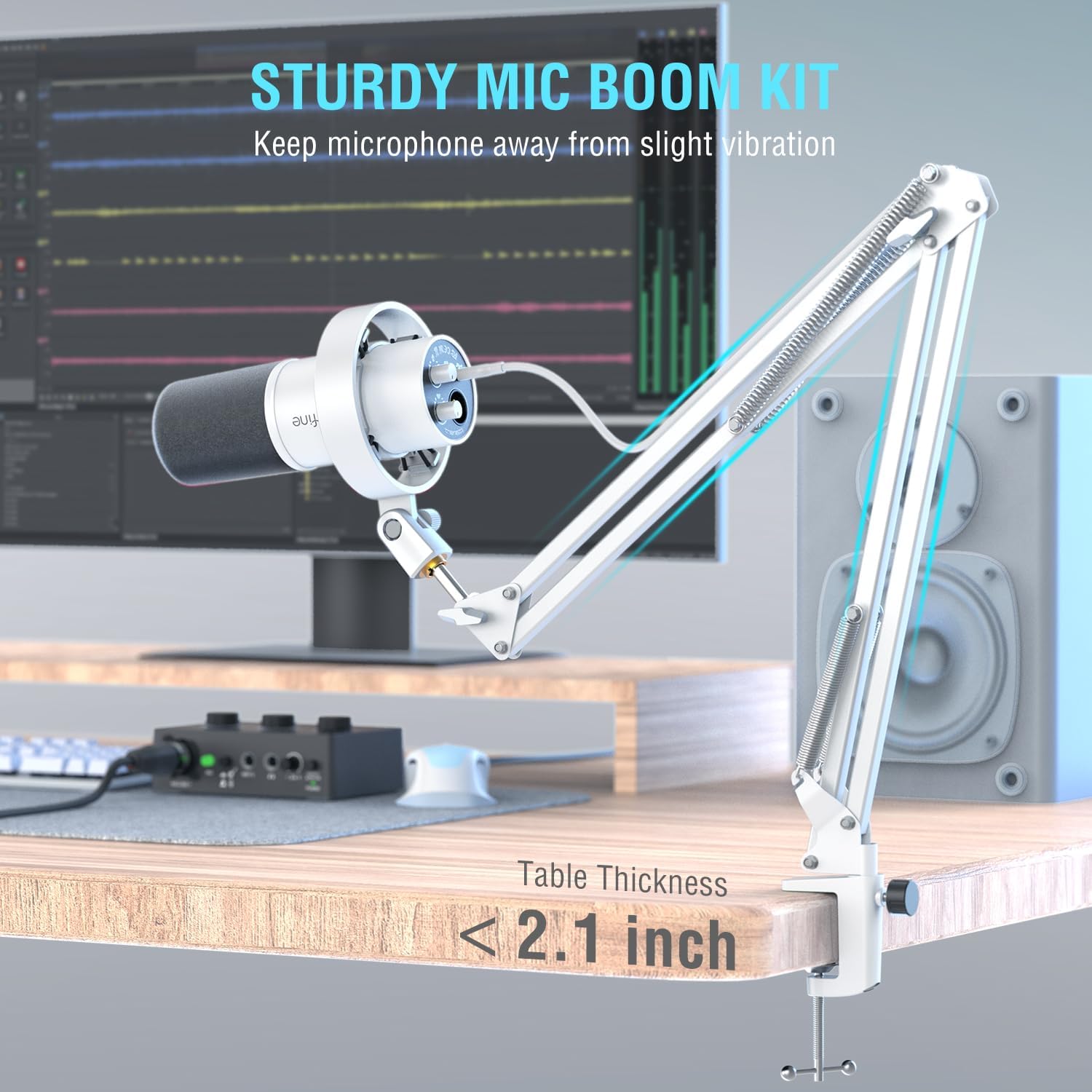 FIFINE AmpliTank K688CTW Dynamic Microphone with Boom Arm, XLR/USB Mic