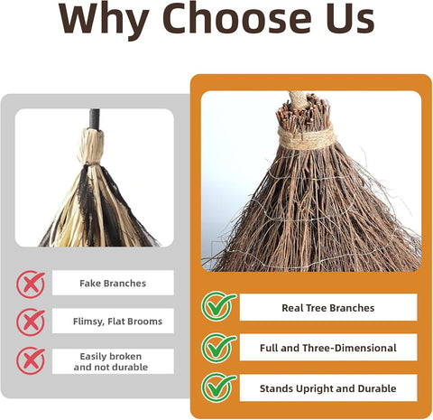 Halloween Decorations Fall Decor - 6FT Giant Handmade Real Twig Witch Broom
