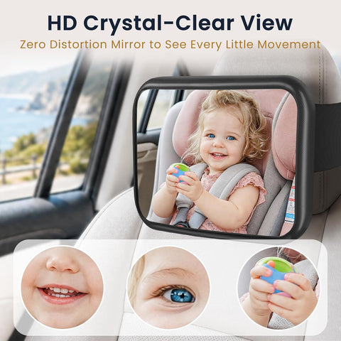 Car Mirror for Baby, Car Seat Mirror for Tesla, Fixed &Adjustable Headrests