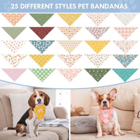 50 Pack Dog Bandanas Bulk Summer Spring Flower Dog Bandanas Pet Costume Dog Outfit Holiday Washable Scarf Pets Triangle Head Scarfs Bandanas Puppy Floral Dog Bibs for Girl and Boy (Multicolor)