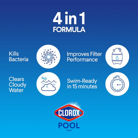 Clorox® Pool&Spa™ Shock Clear, for Crystal Clear Swimming Pool Water, Swim-ready in 15 minutes, Suitable for vinyl pools (12-Pack)
